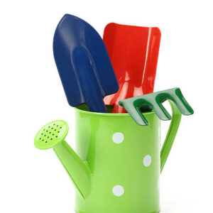 Set of gardening tools on white background