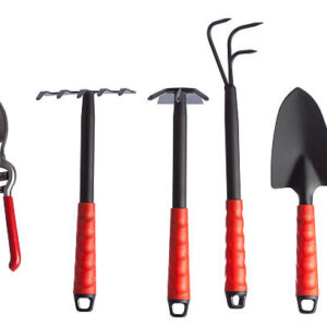 Gardening equipments on white background